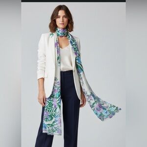 Talbots Big Floral Scarf in Blue and Green